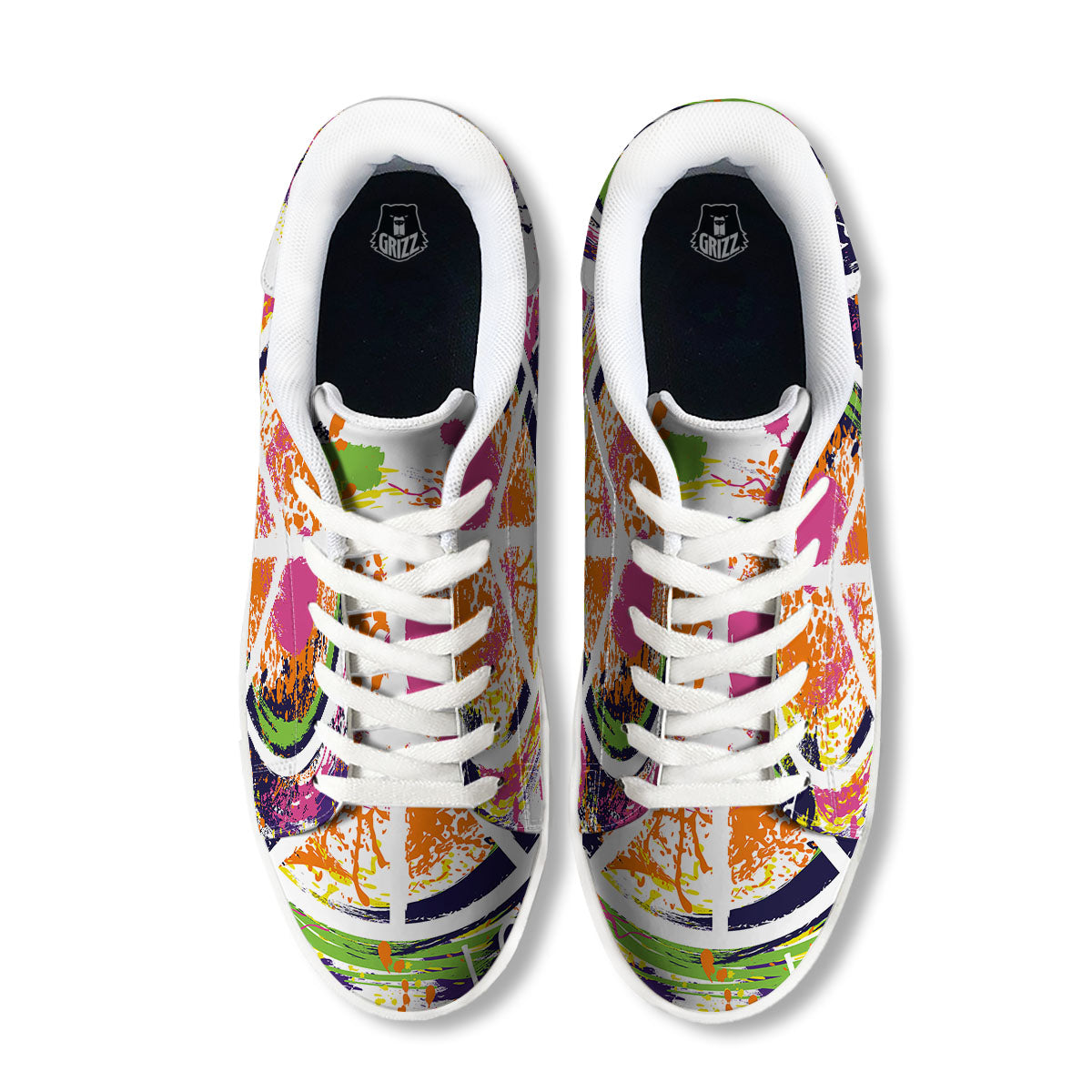 Sign Peace Rasta Print White Low Top Sneakers-grizzshop