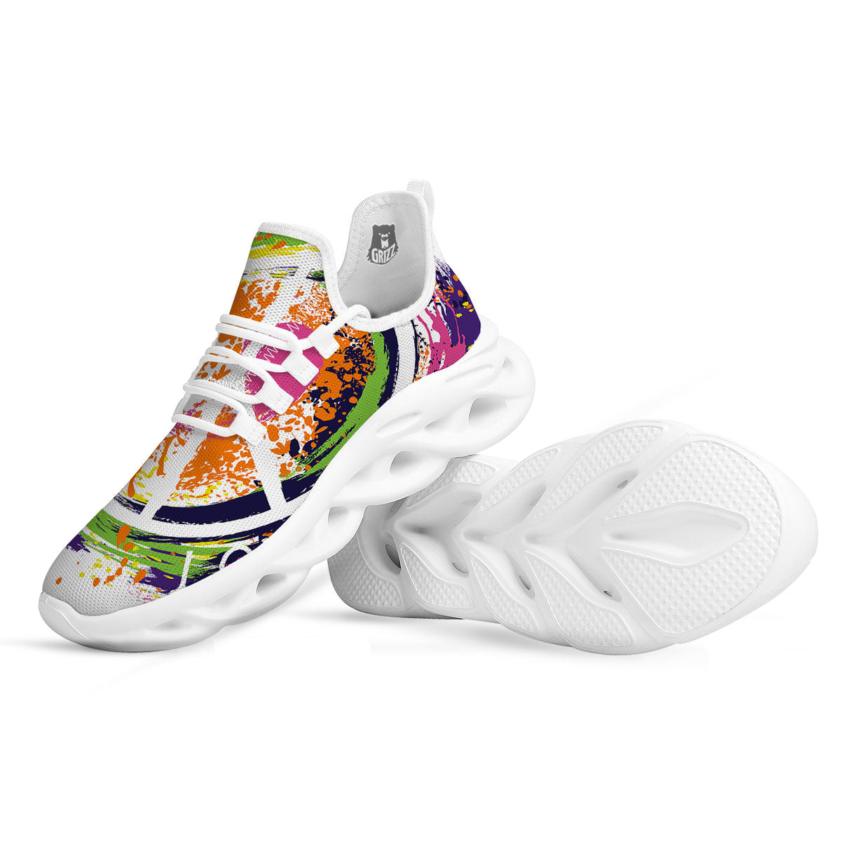 Sign Peace Rasta Print White Running Shoes-grizzshop