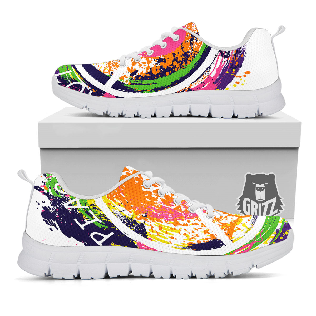 Sign Peace Rasta Print White Sneaker-grizzshop