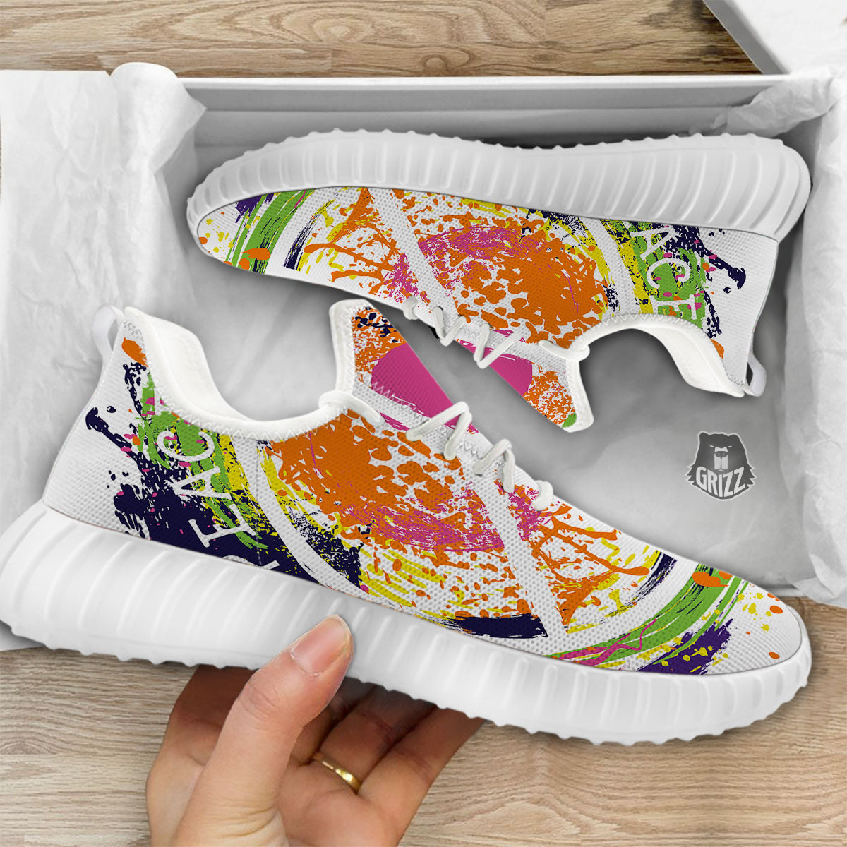 Sign Peace Rasta Print White Walking Shoes-grizzshop