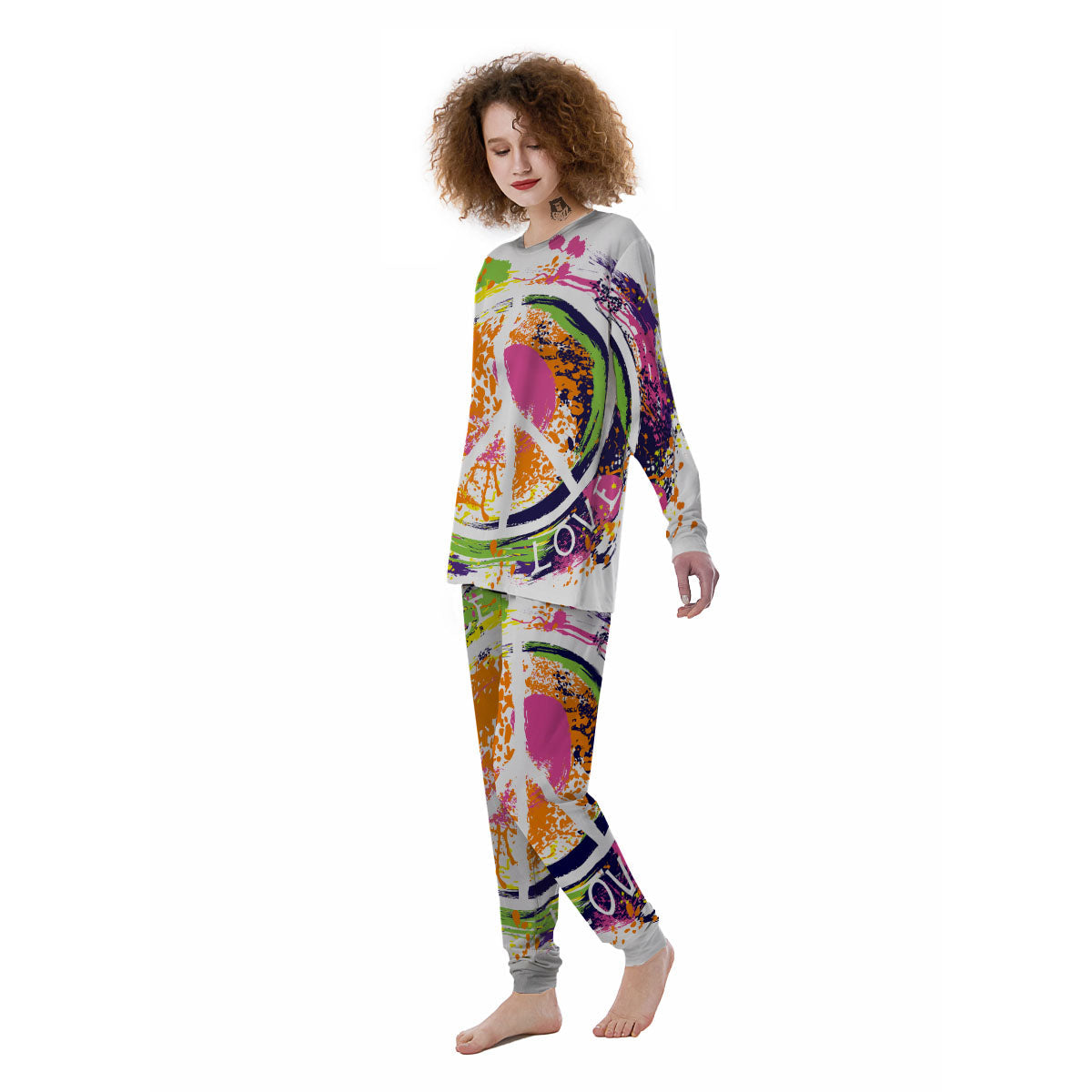 Sign Peace Rasta Print Women's Pajamas-grizzshop