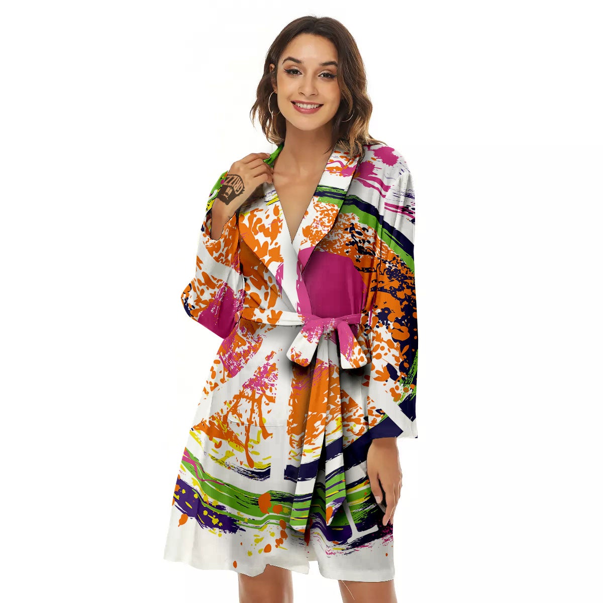 Sign Peace Rasta Print Women's Robe-grizzshop
