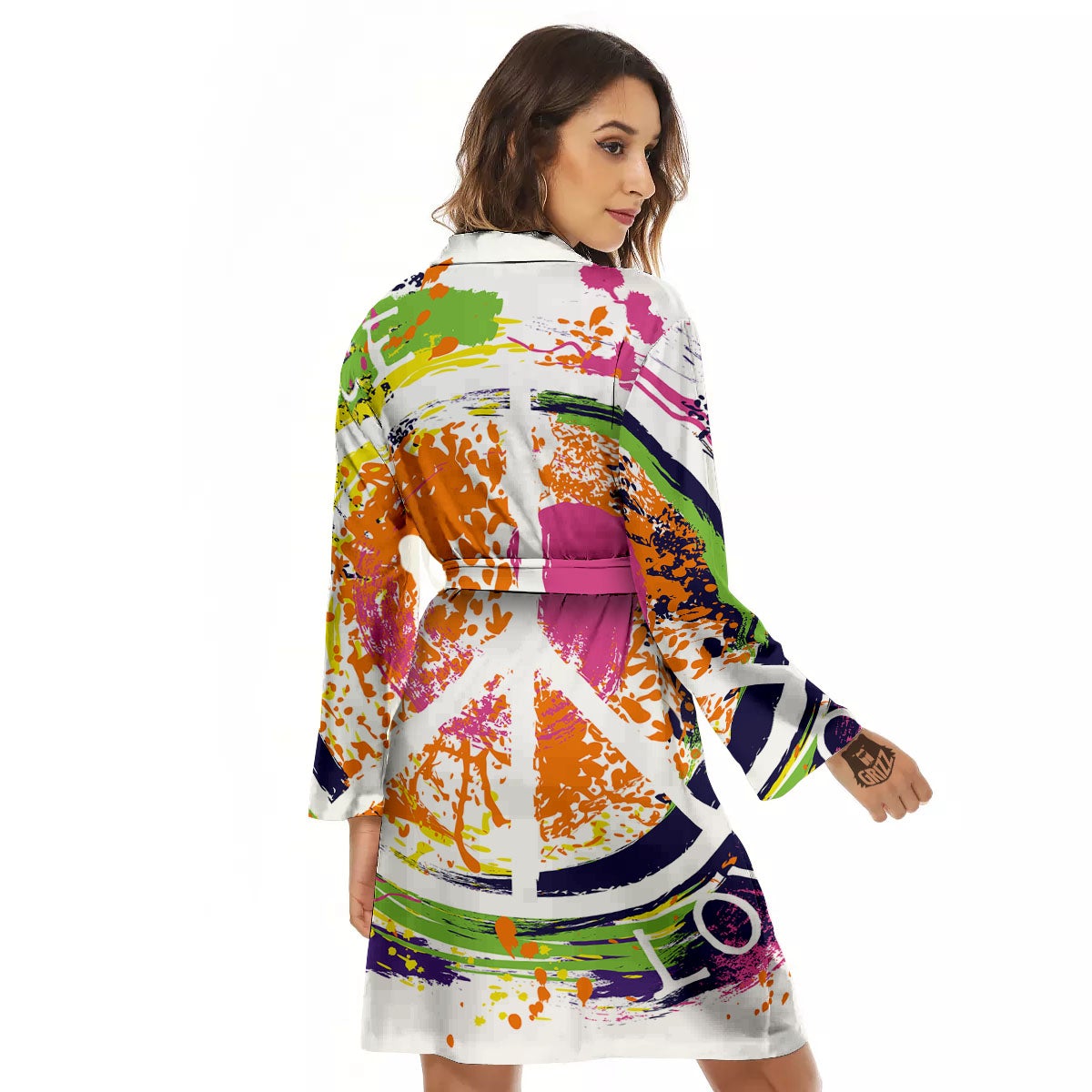 Sign Peace Rasta Print Women's Robe-grizzshop