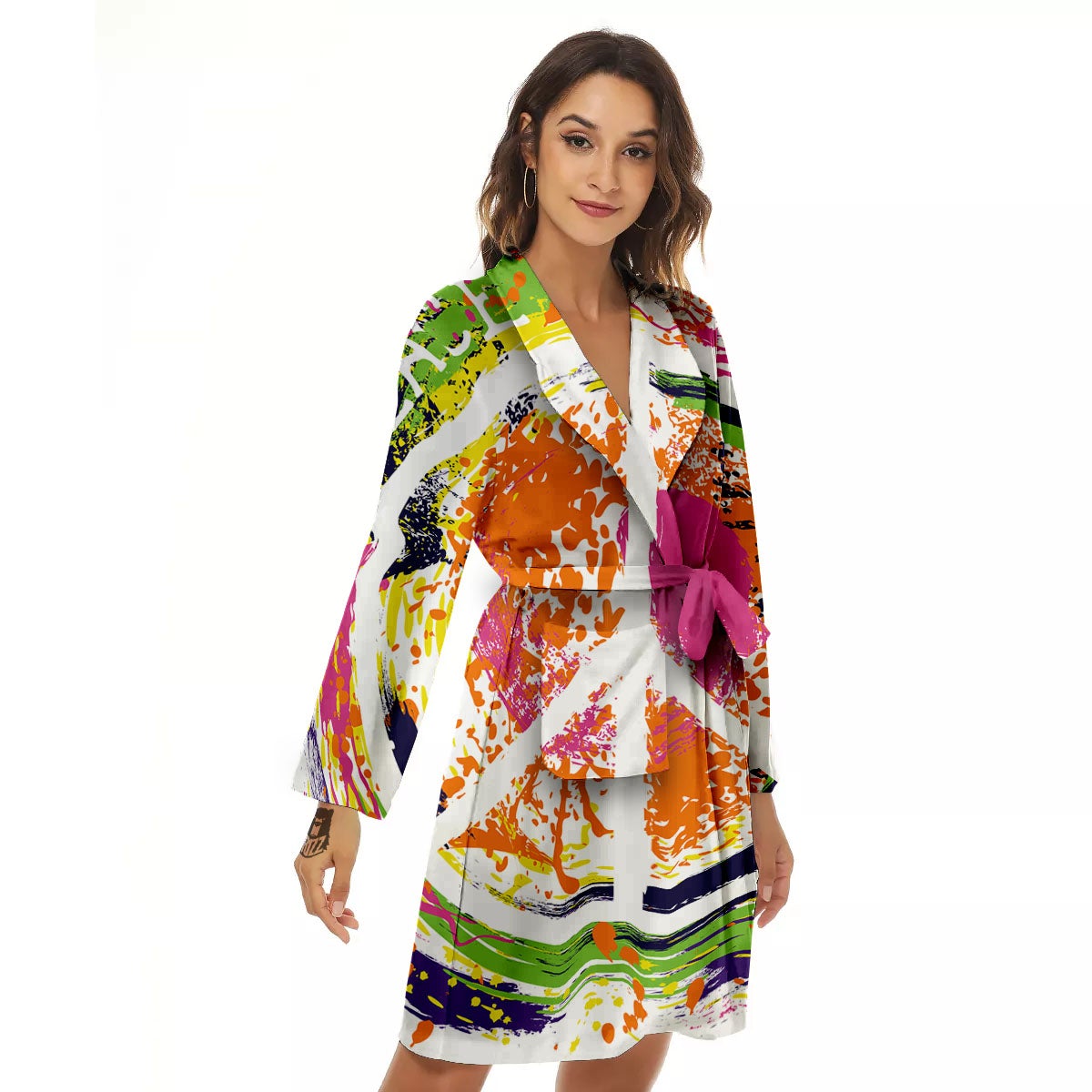 Sign Peace Rasta Print Women's Robe-grizzshop