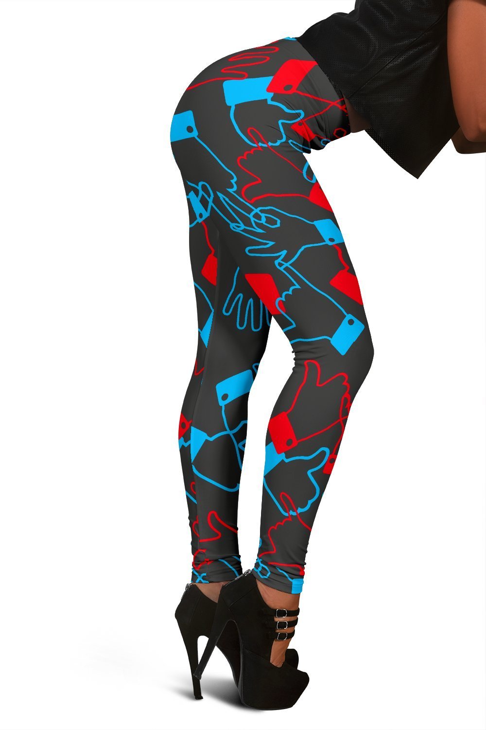 Sign Language Pattern Print Women Leggings-grizzshop