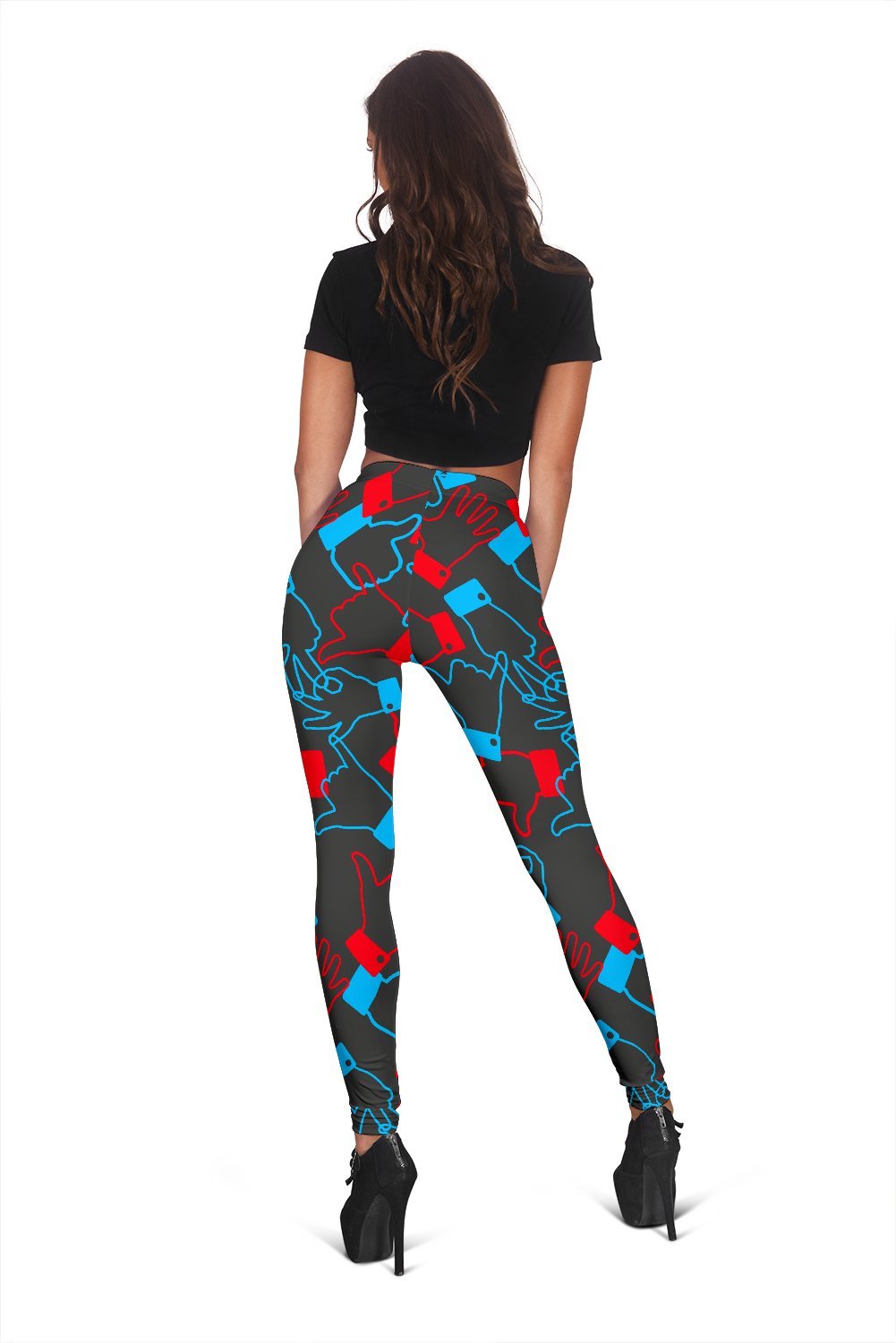 Sign Language Pattern Print Women Leggings-grizzshop