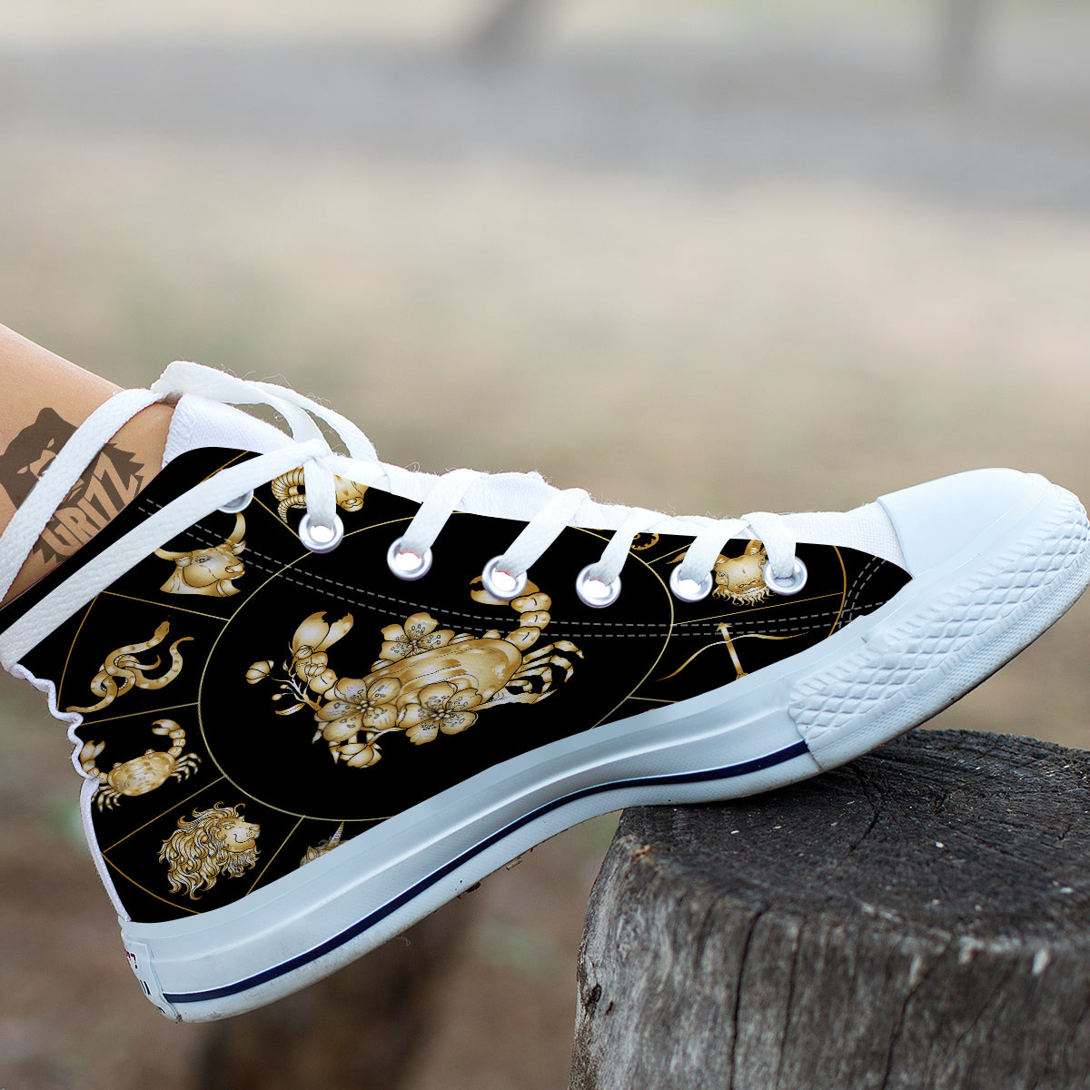 Signs Astrological And Cancer Print White High Top Shoes-grizzshop