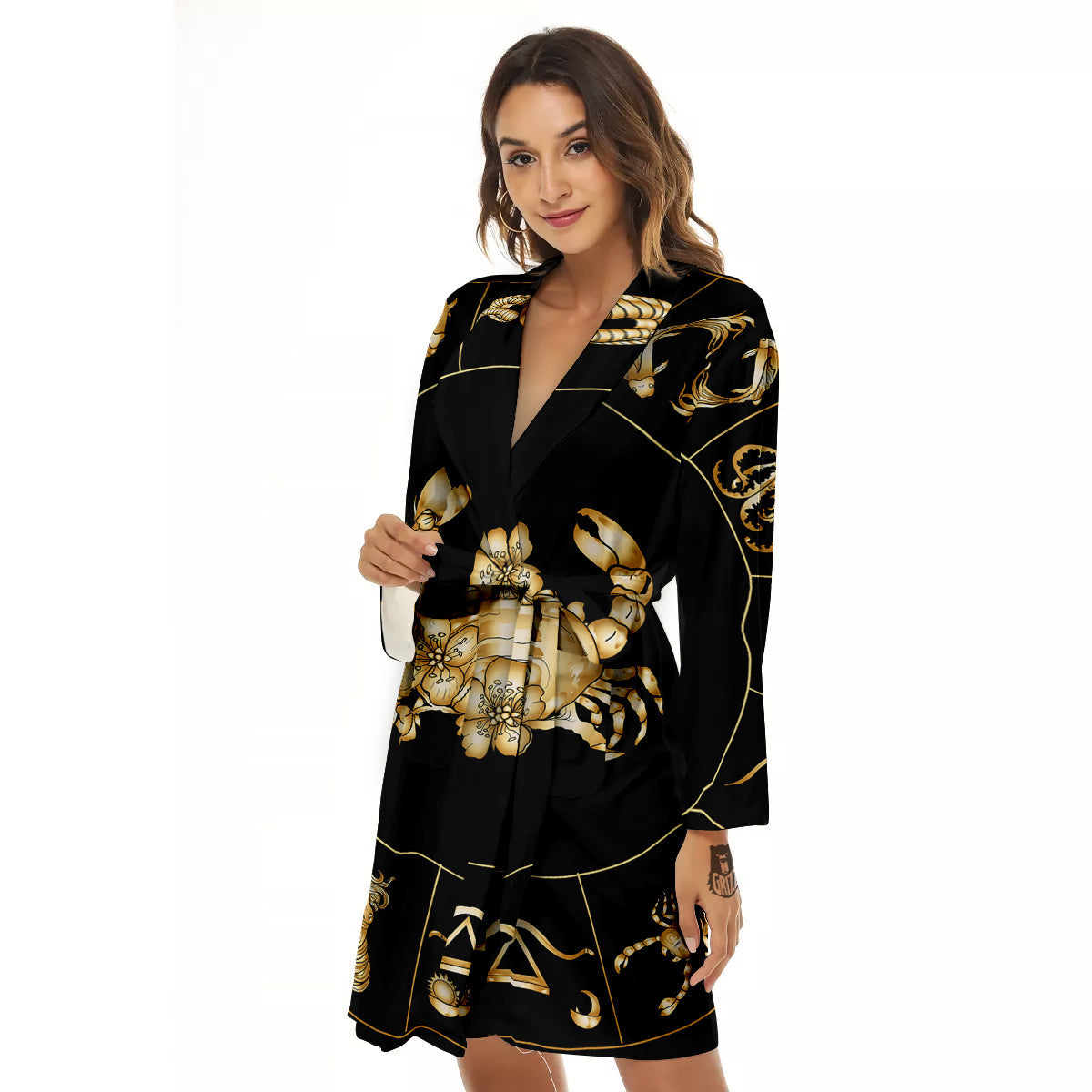 Signs Astrological And Cancer Print Women's Robe-grizzshop