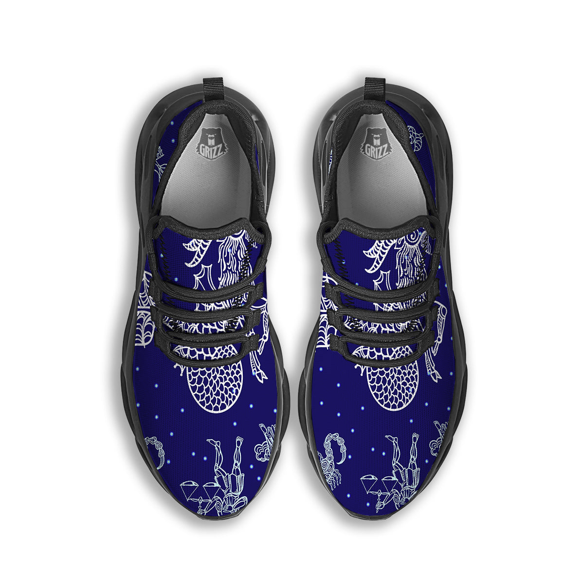 Signs Astrological And Capricorn Print Black Running Shoes-grizzshop