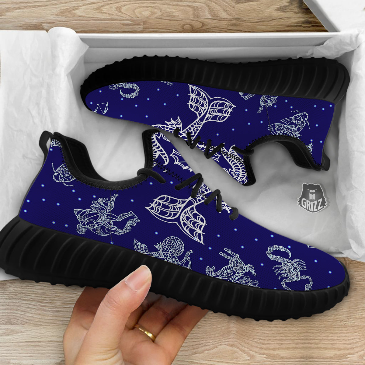 Signs Astrological And Capricorn Print Black Walking Shoes-grizzshop