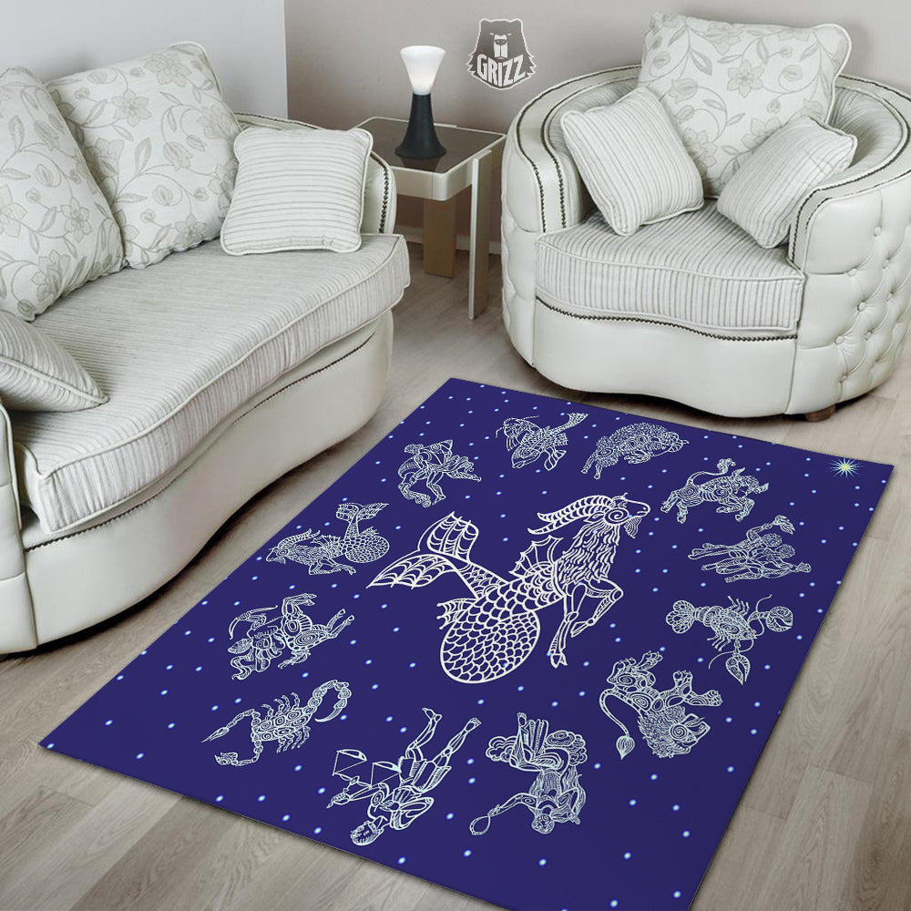 Signs Astrological And Capricorn Print Floor Mat-grizzshop