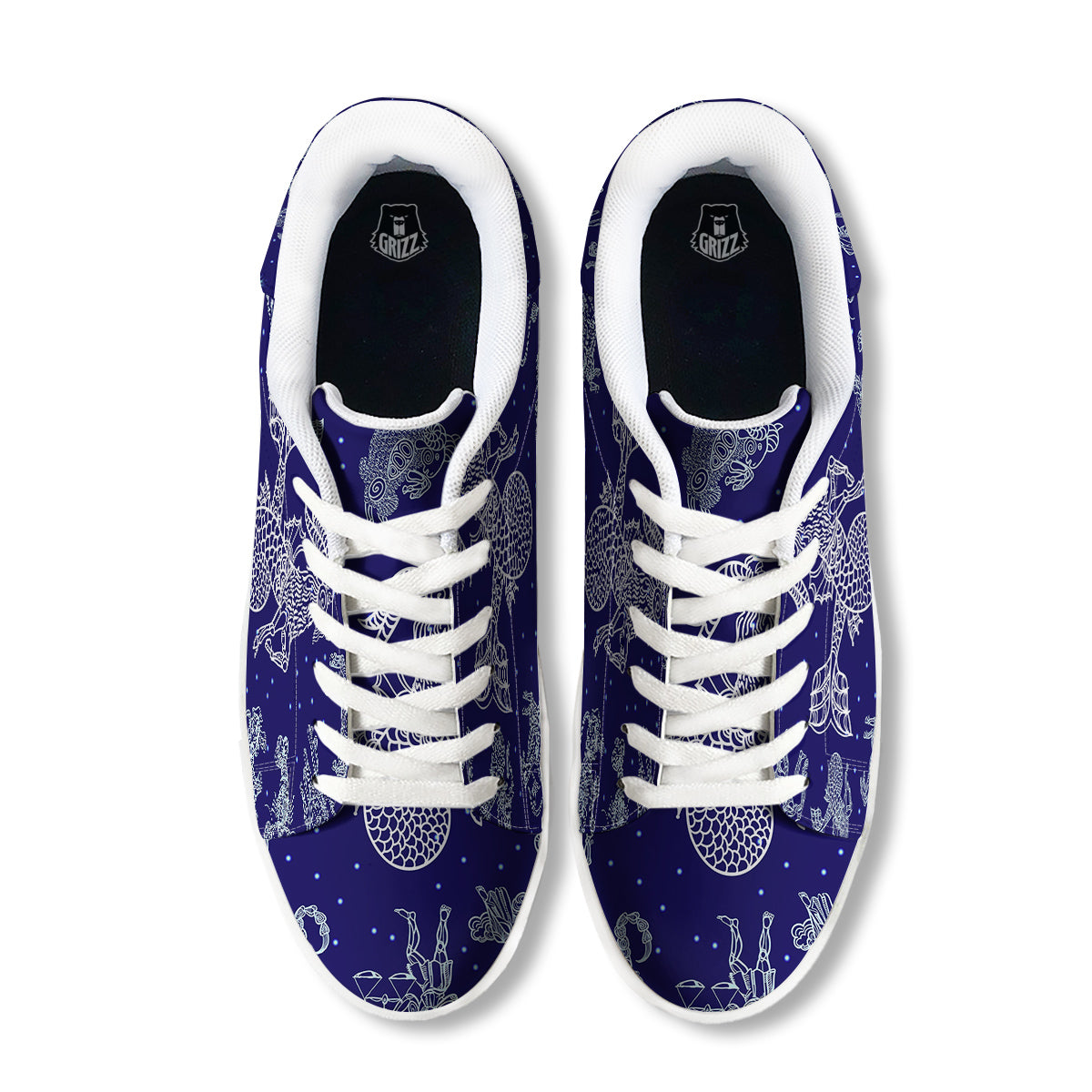 Signs Astrological And Capricorn Print White Low Top Sneakers-grizzshop