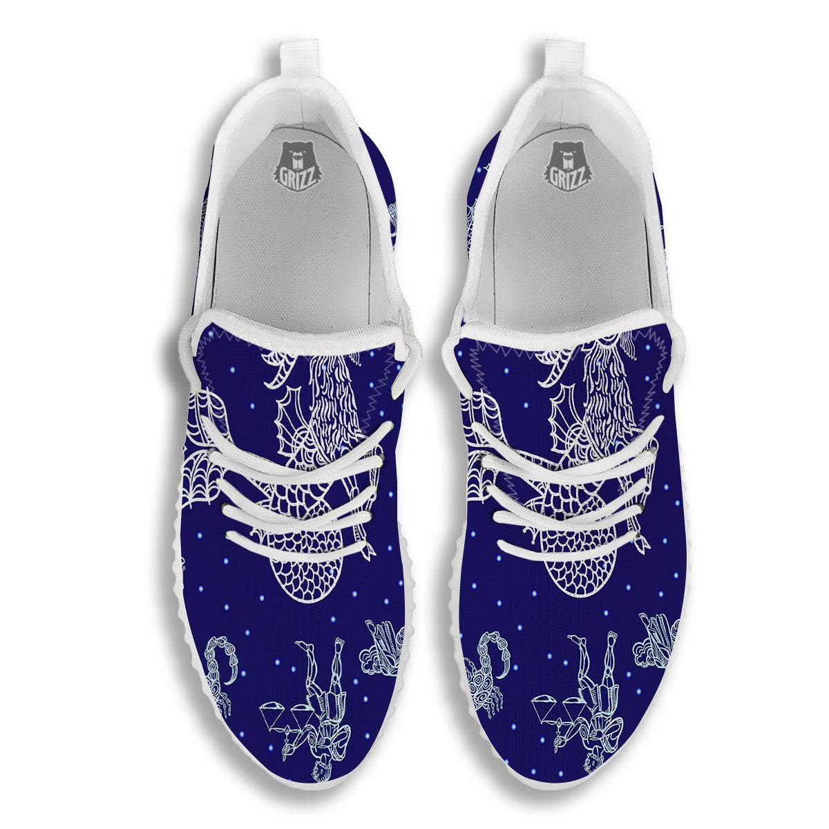 Signs Astrological And Capricorn Print White Walking Shoes-grizzshop