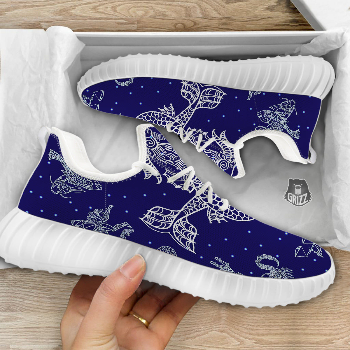 Signs Astrological And Capricorn Print White Walking Shoes-grizzshop