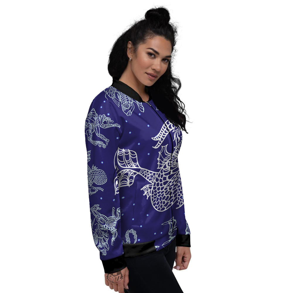 Signs Astrological And Capricorn Print Women's Bomber Jacket-grizzshop
