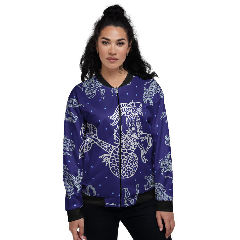 Signs Astrological And Capricorn Print Women's Bomber Jacket-grizzshop