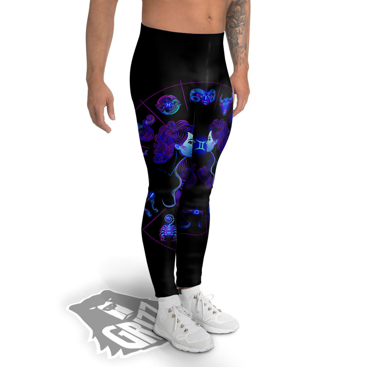 Signs Astrological And Gemini Print Men's Leggings-grizzshop