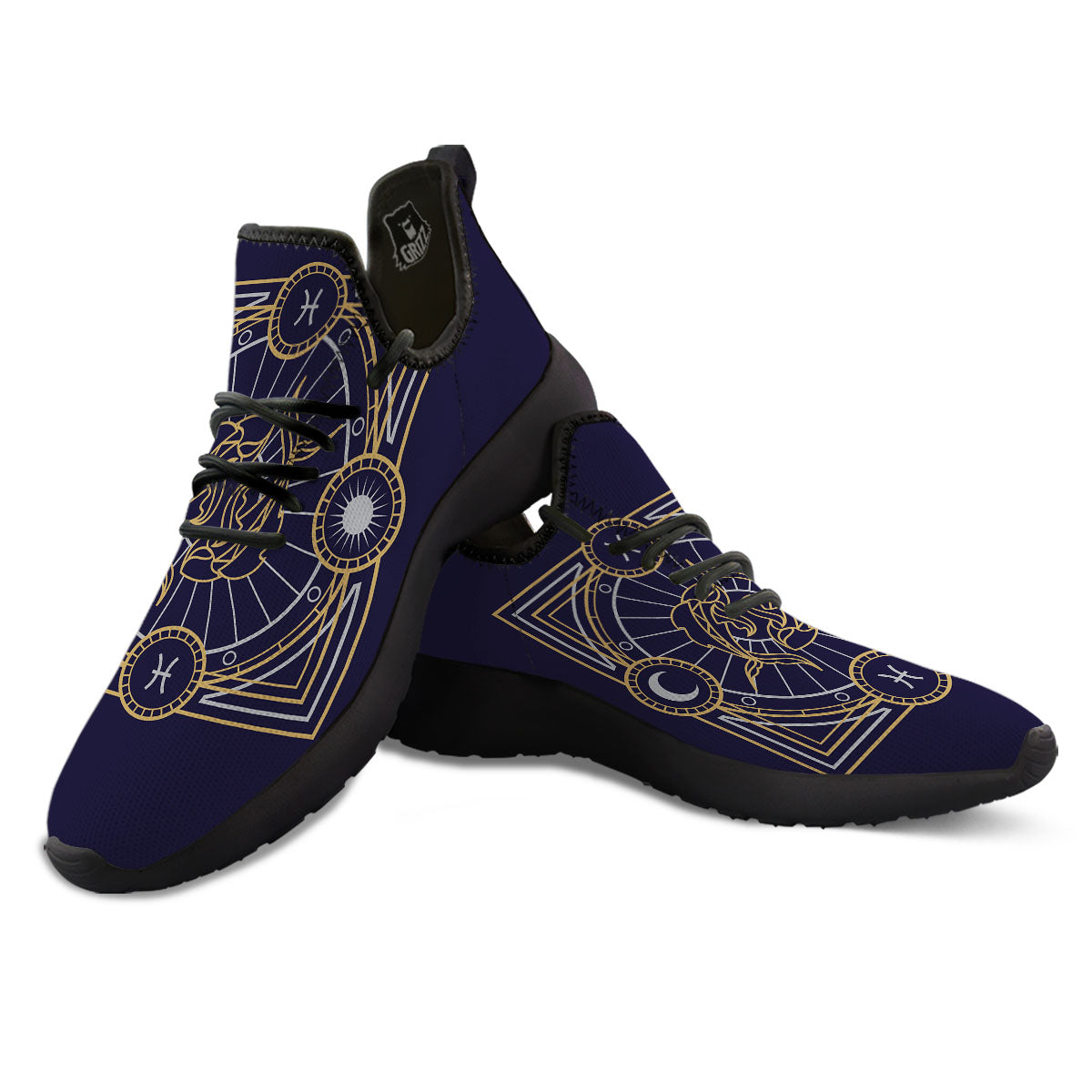 Signs Astrological And Pisces Print Black Athletic Shoes-grizzshop