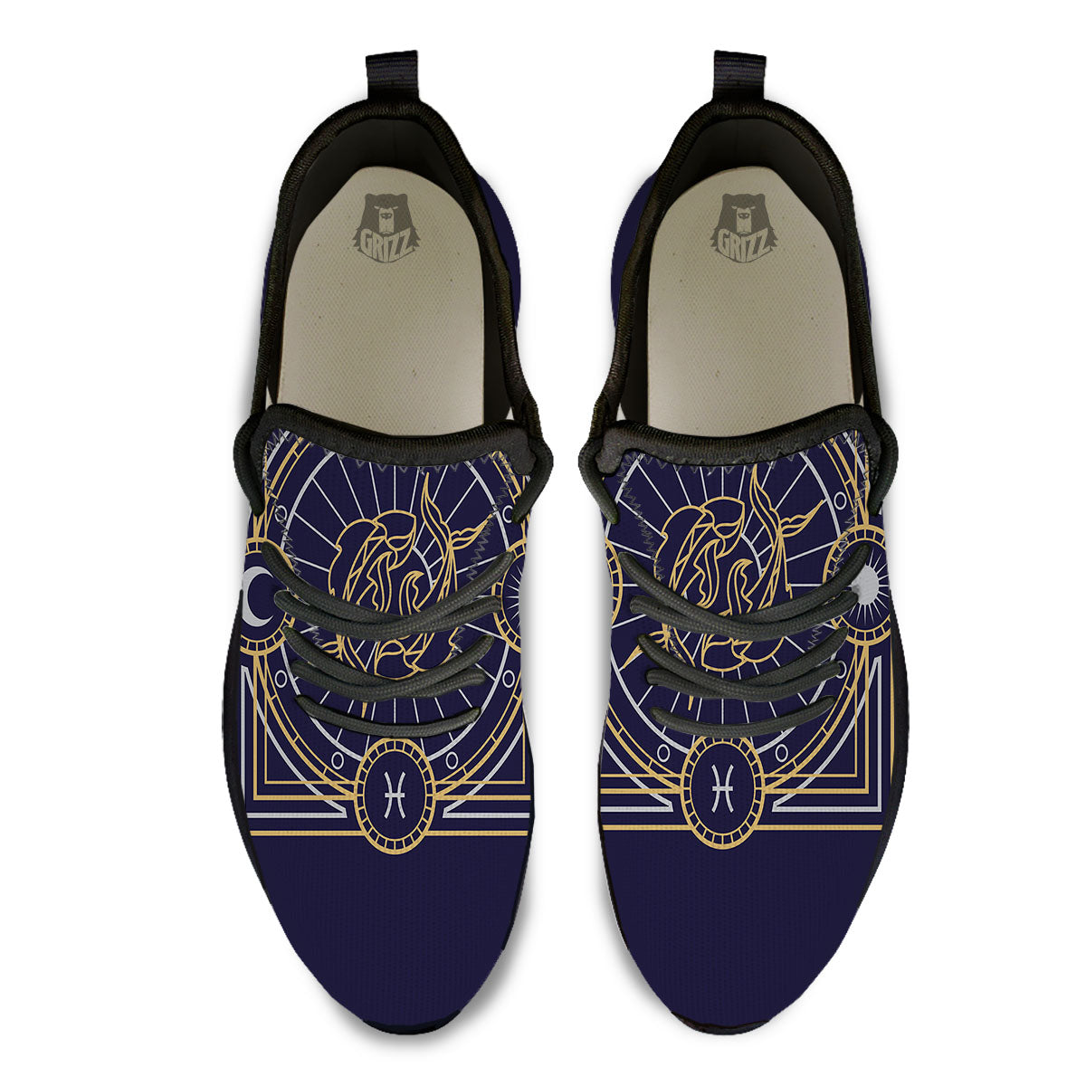 Signs Astrological And Pisces Print Black Athletic Shoes-grizzshop