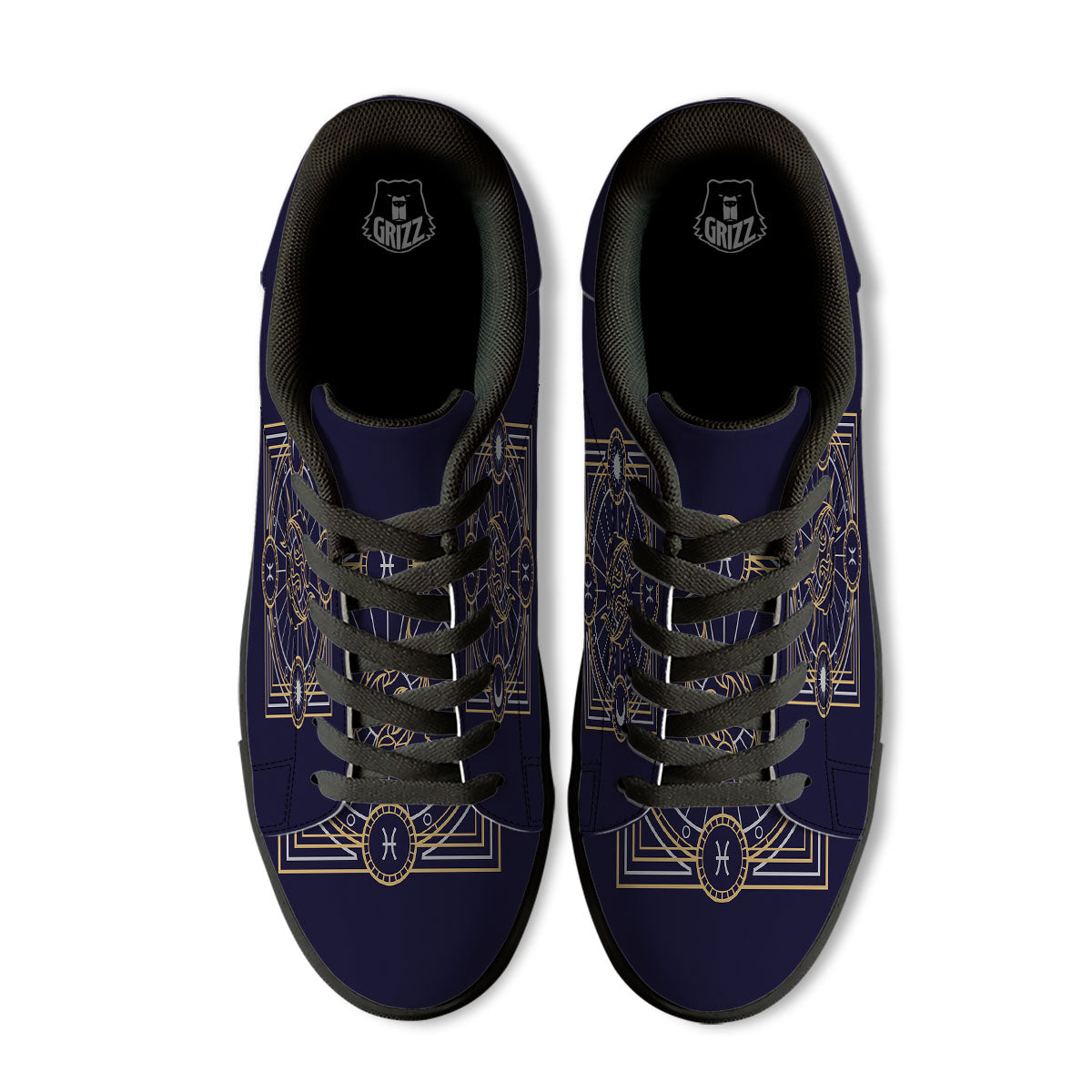 Signs Astrological And Pisces Print Black Low Top Sneakers-grizzshop
