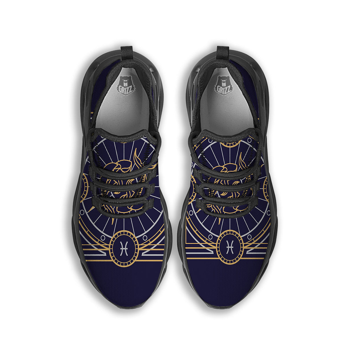 Signs Astrological And Pisces Print Black Running Shoes-grizzshop