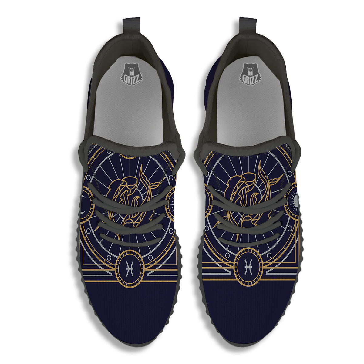 Signs Astrological And Pisces Print Black Walking Shoes-grizzshop