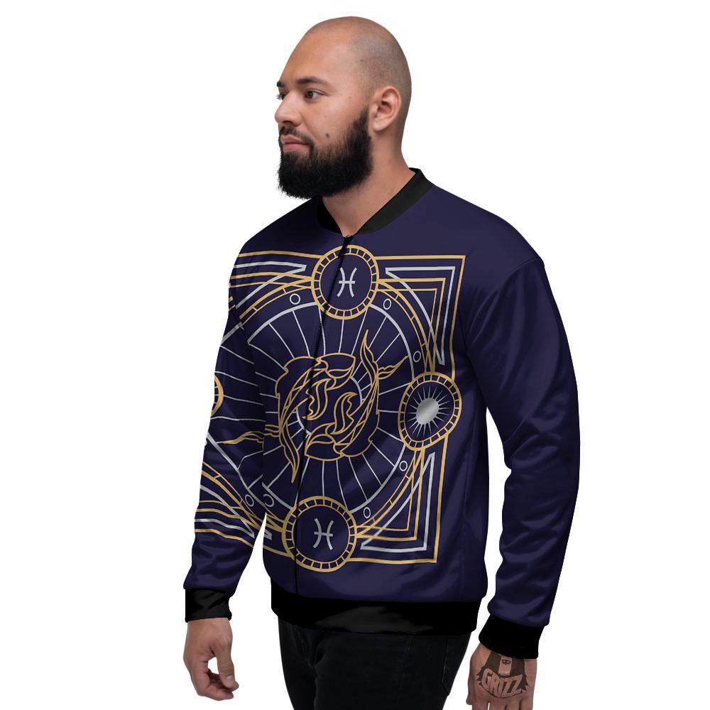 Signs Astrological And Pisces Print Men's Bomber Jacket-grizzshop