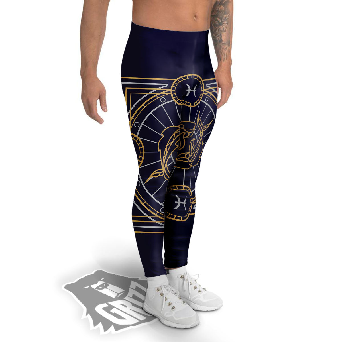 Signs Astrological And Pisces Print Men's Leggings-grizzshop