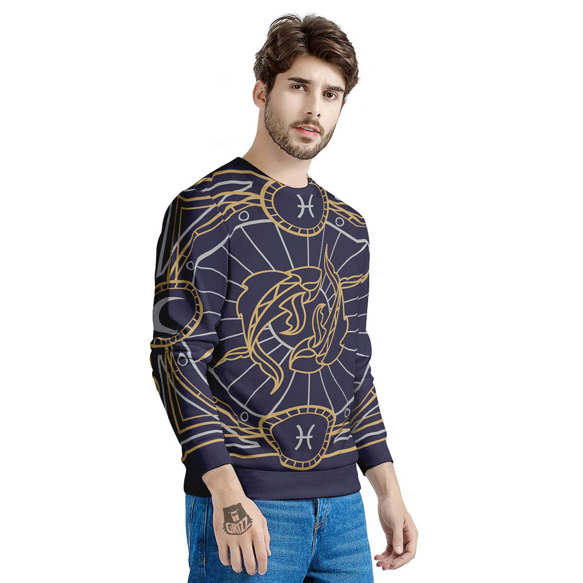 Signs Astrological And Pisces Print Men's Sweatshirt-grizzshop