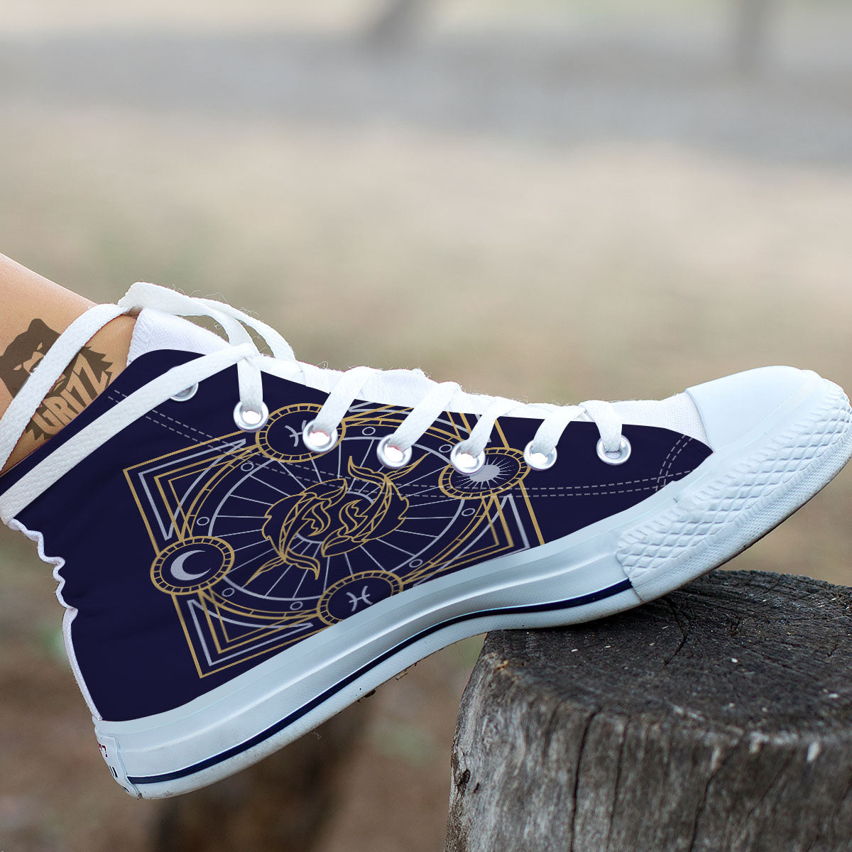 Signs Astrological And Pisces Print White High Top Shoes-grizzshop