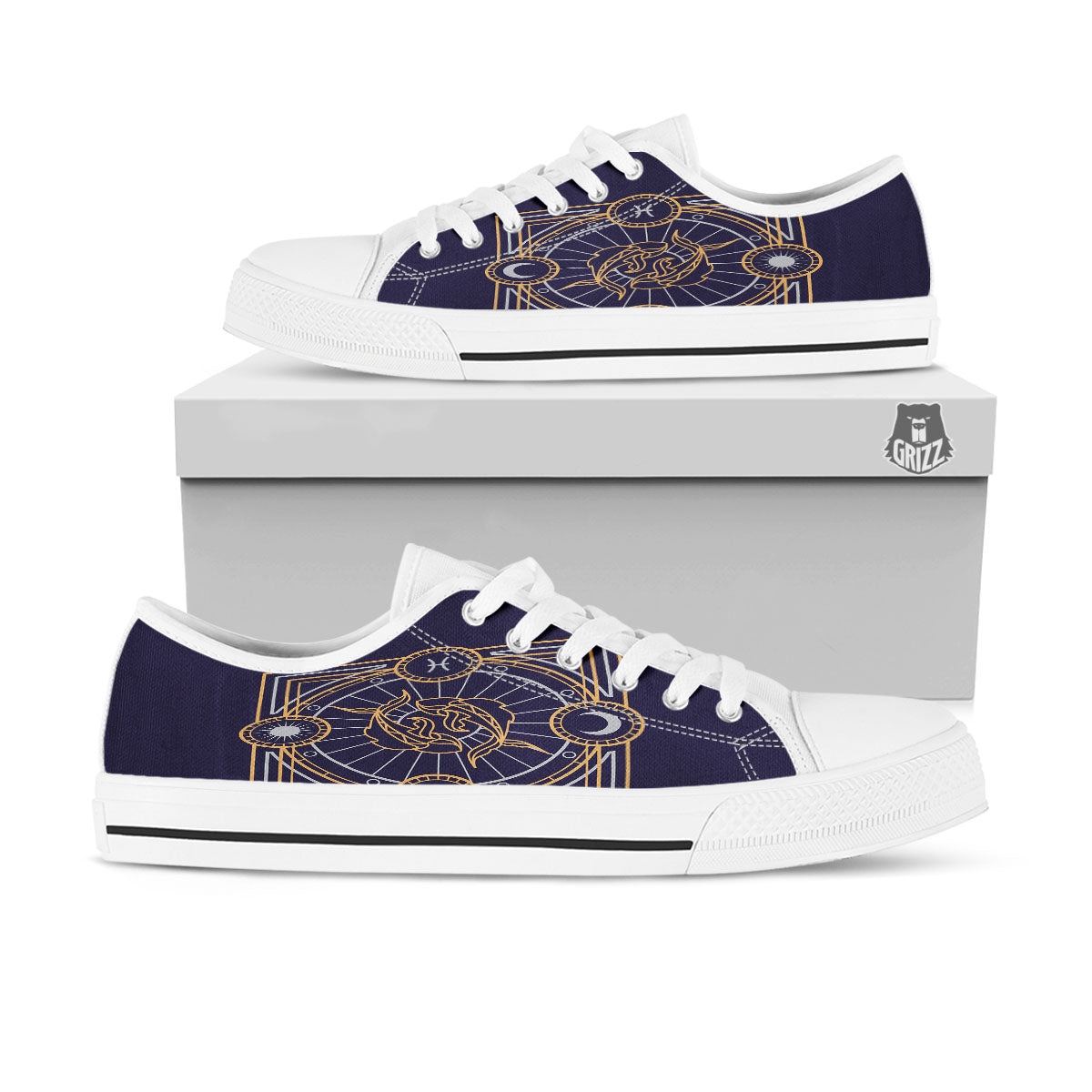 Signs Astrological And Pisces Print White Low Top Shoes-grizzshop