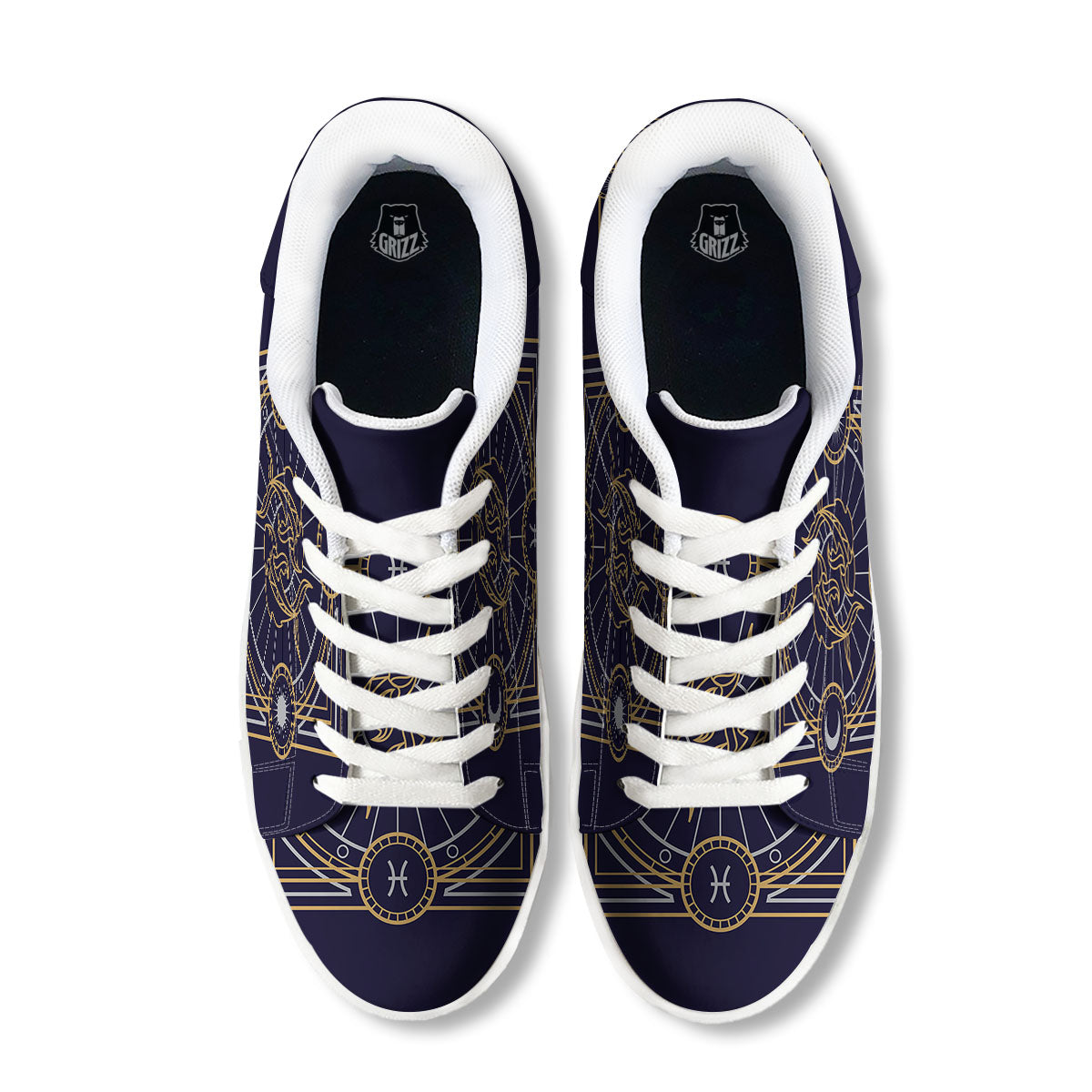Signs Astrological And Pisces Print White Low Top Sneakers-grizzshop