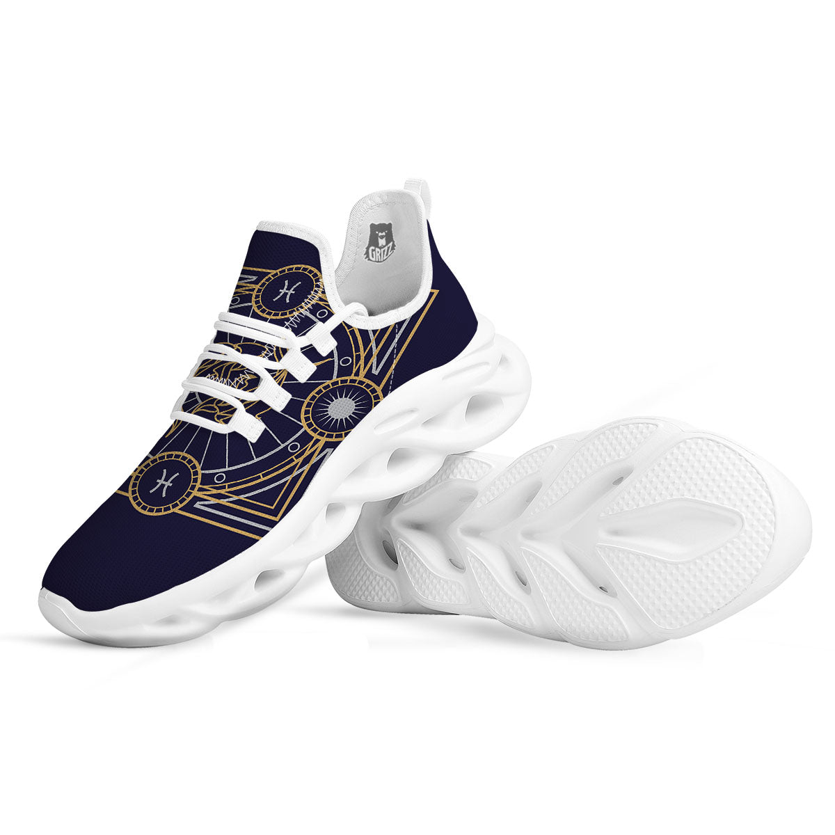 Signs Astrological And Pisces Print White Running Shoes-grizzshop