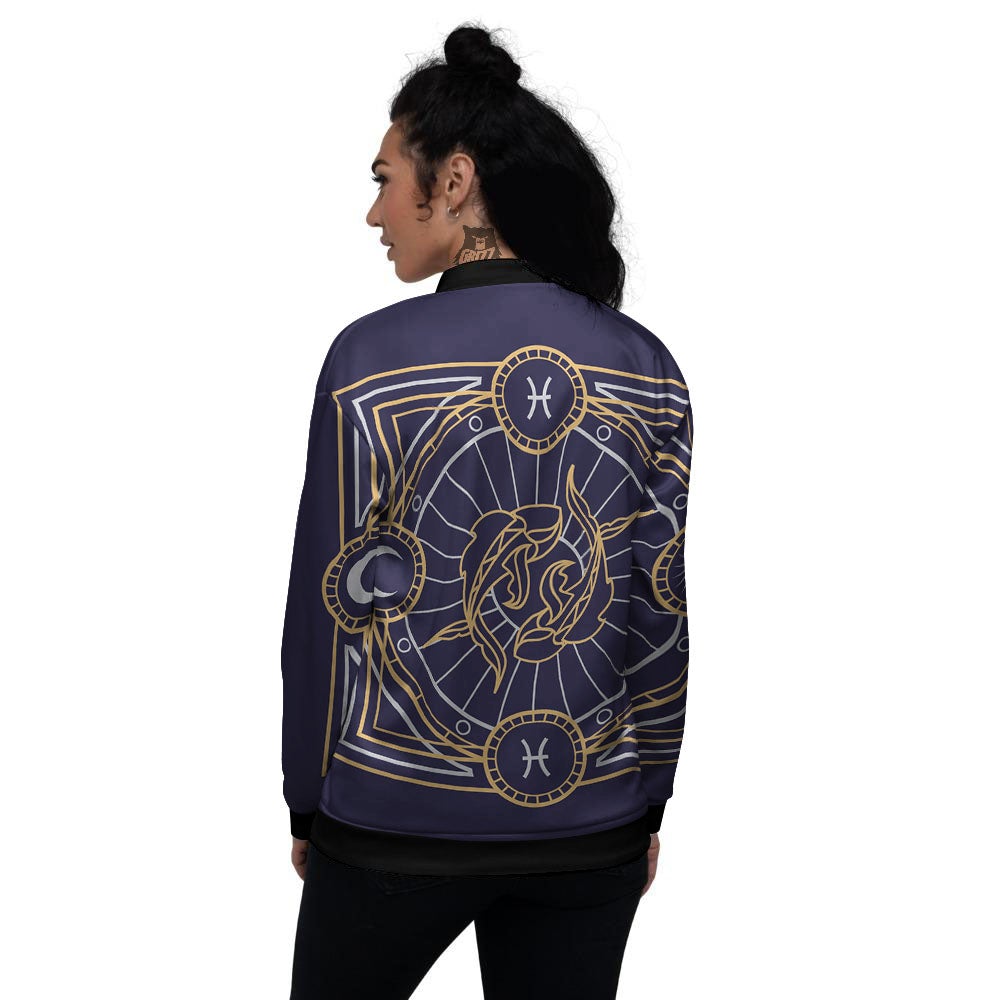 Signs Astrological And Pisces Print Women's Bomber Jacket-grizzshop