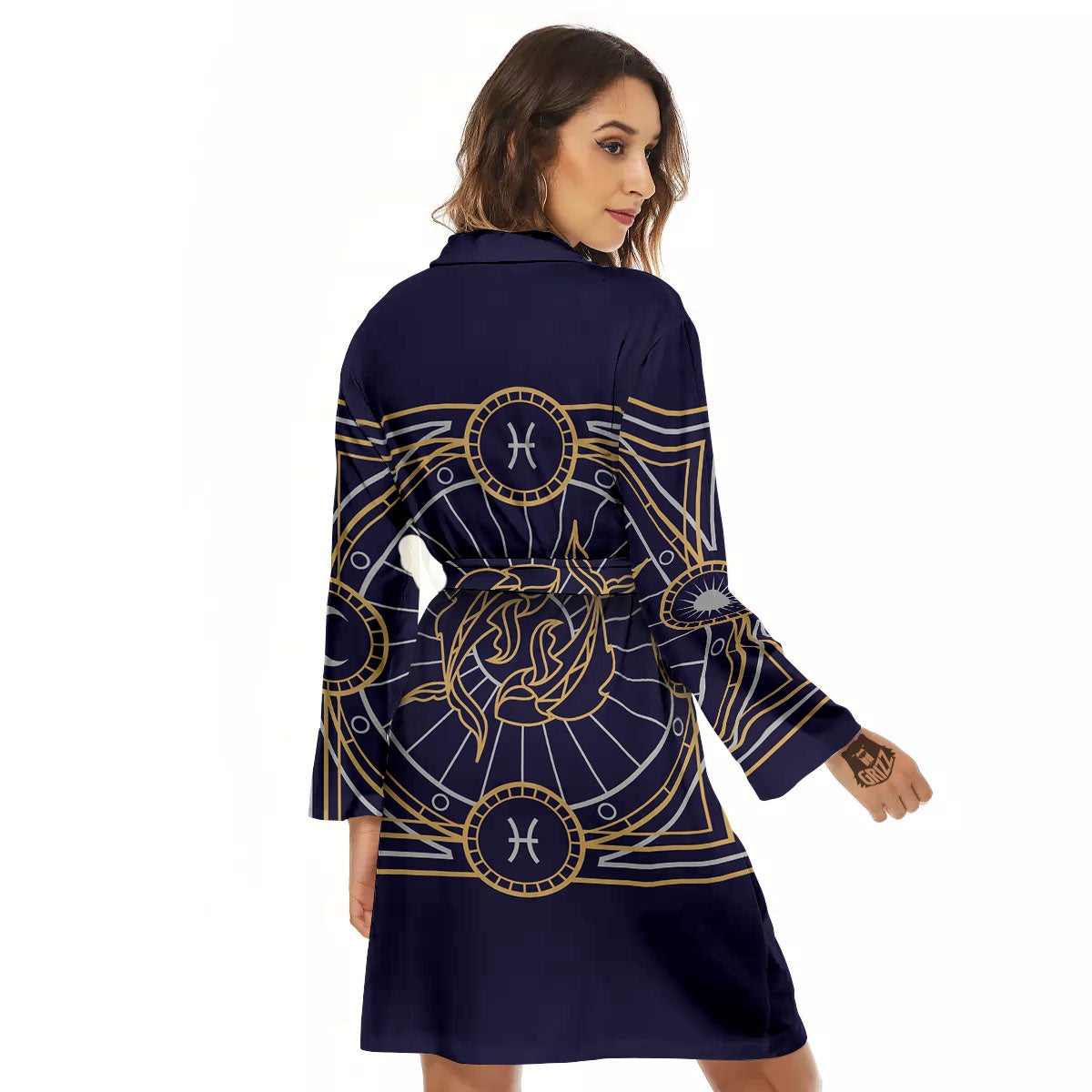 Signs Astrological And Pisces Print Women's Robe-grizzshop
