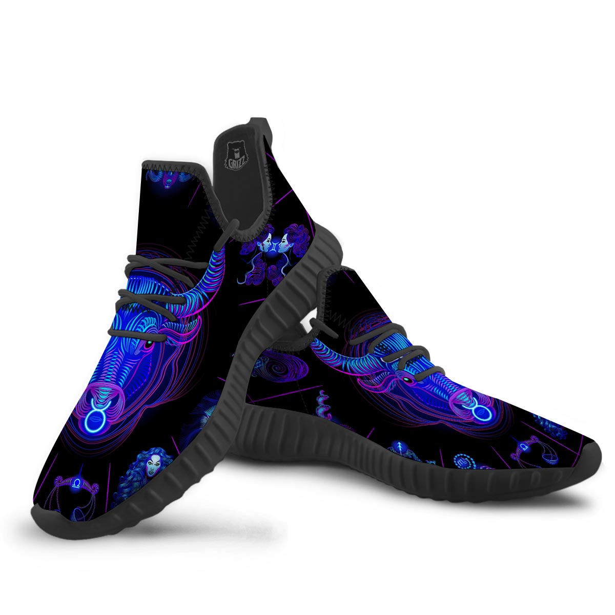 Signs Astrological And Taurus Print Black Walking Shoes-grizzshop