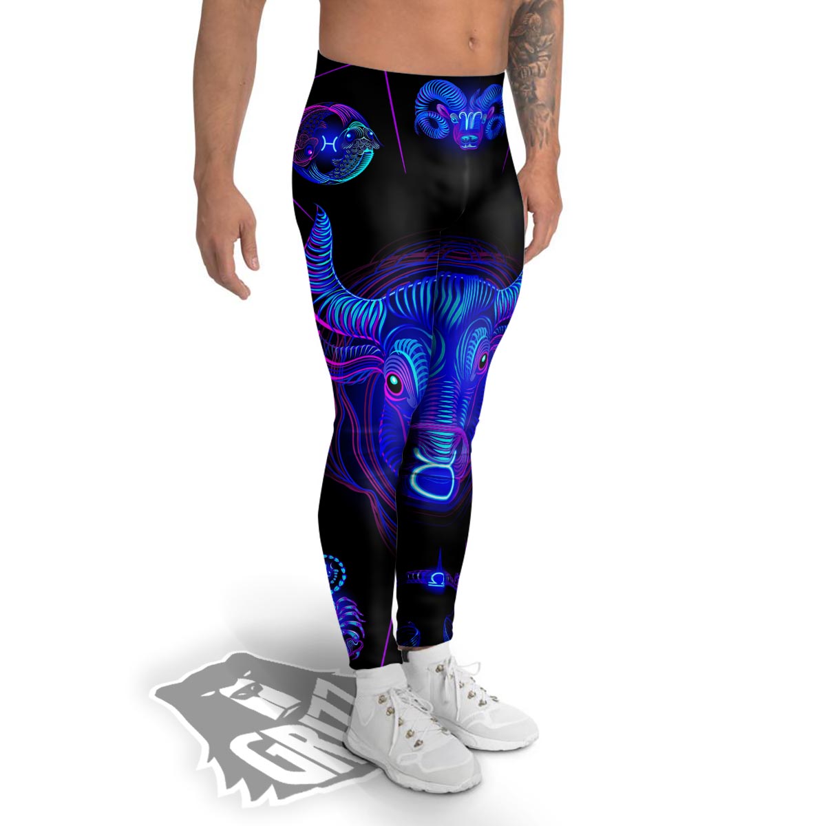 Signs Astrological And Taurus Print Men's Leggings-grizzshop