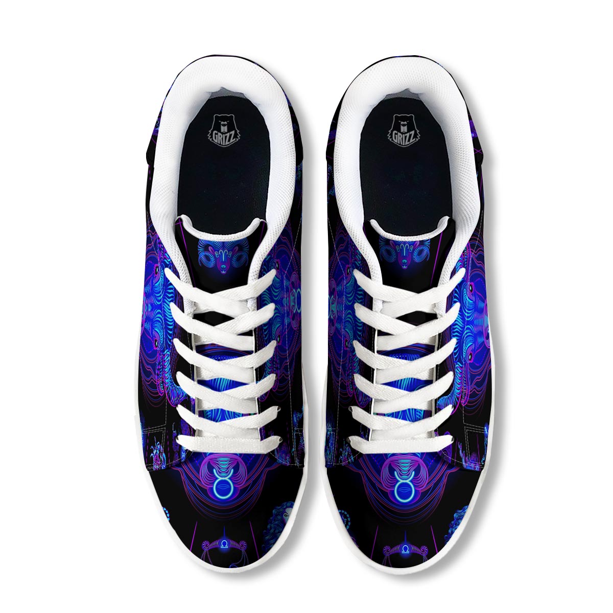 Signs Astrological And Taurus Print White Low Top Sneakers-grizzshop