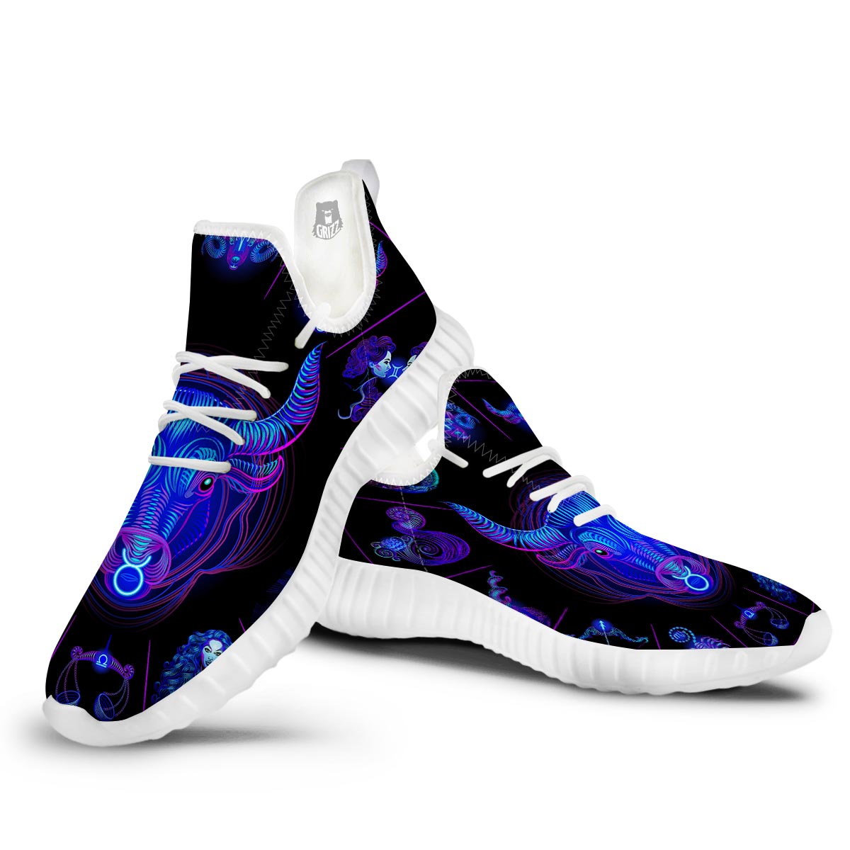 Signs Astrological And Taurus Print White Walking Shoes-grizzshop