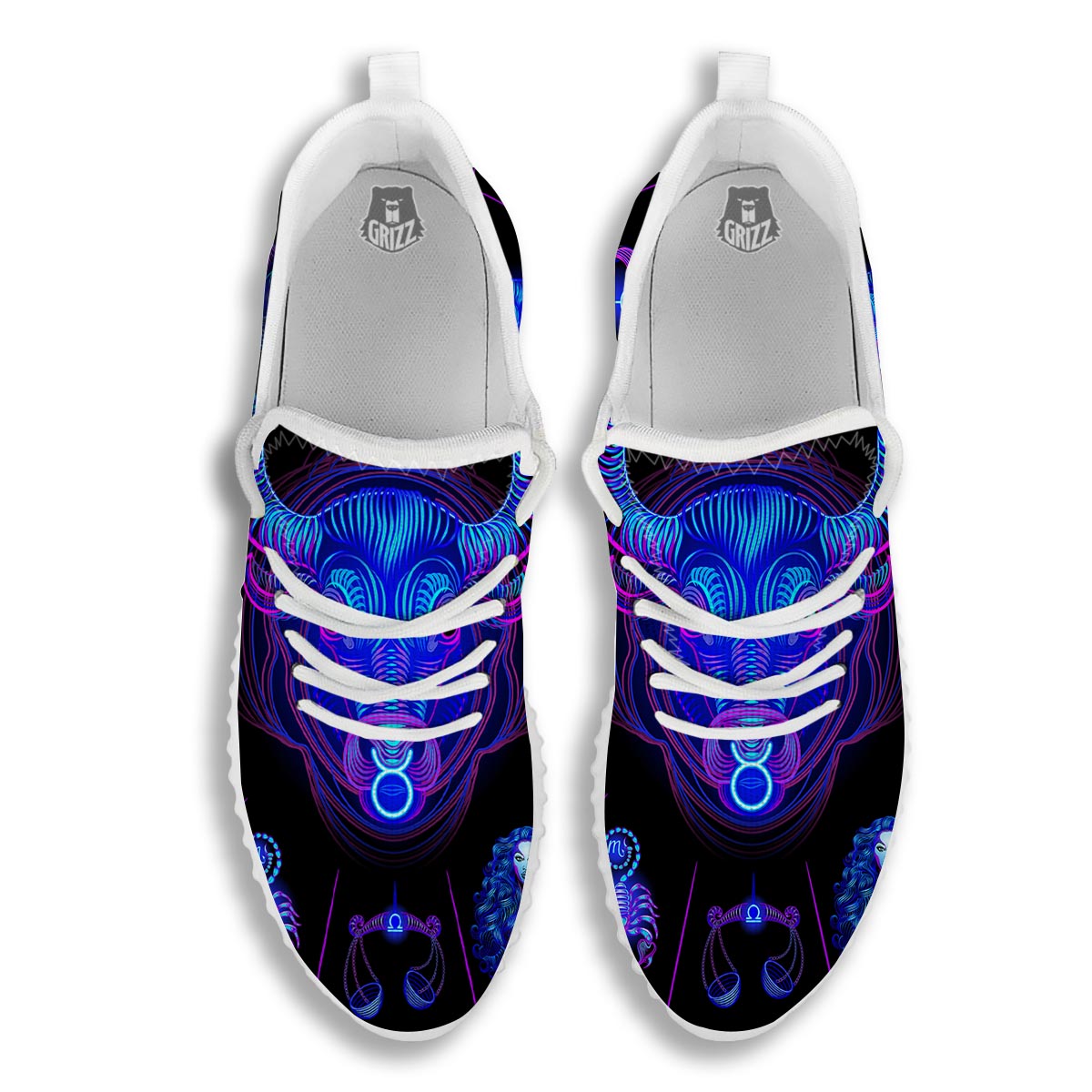 Signs Astrological And Taurus Print White Walking Shoes-grizzshop