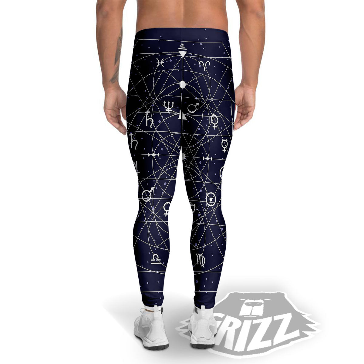 Signs Geometric Zodiac Print Men's Leggings-grizzshop