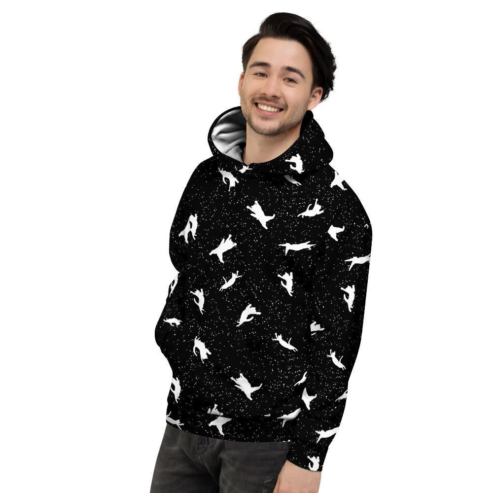 Silhouette Cat Print Men's Hoodie-grizzshop