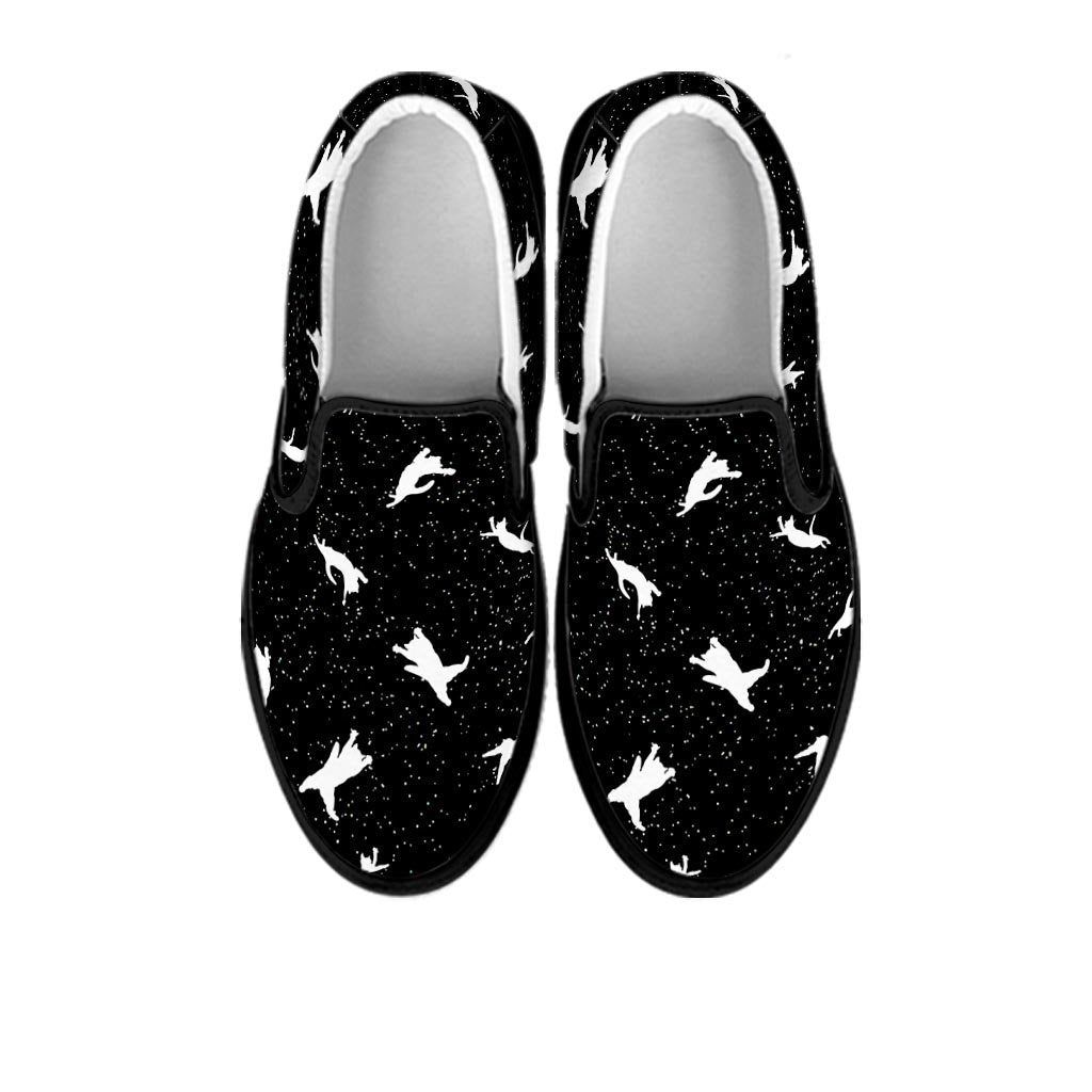 Silhouette Cat Print Women's Slip On Sneakers-grizzshop