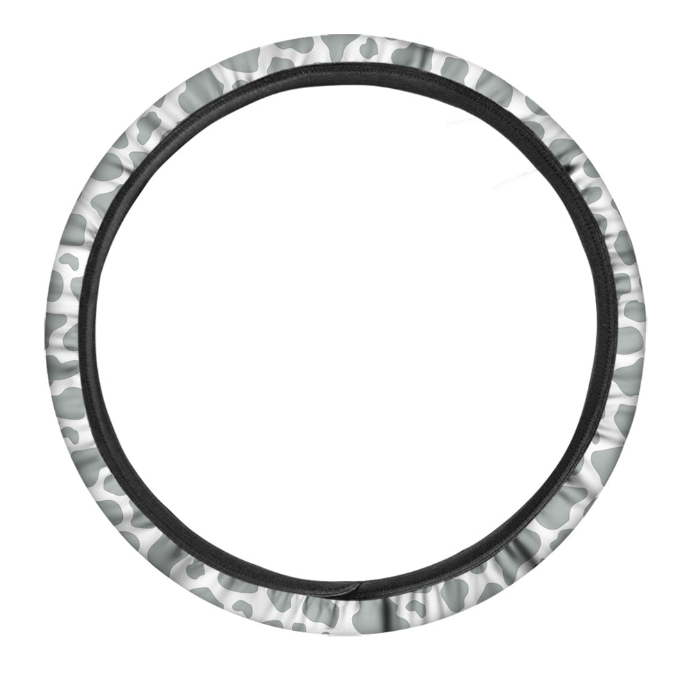 Silver Cow Print Pattern Car Steering Wheel Cover-grizzshop