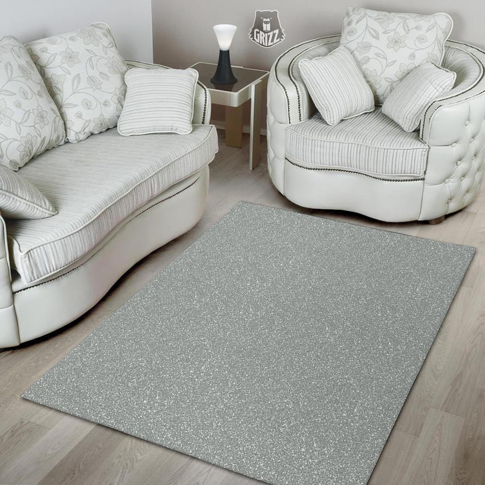Silver Glitter Texture Print Floor Mat-grizzshop