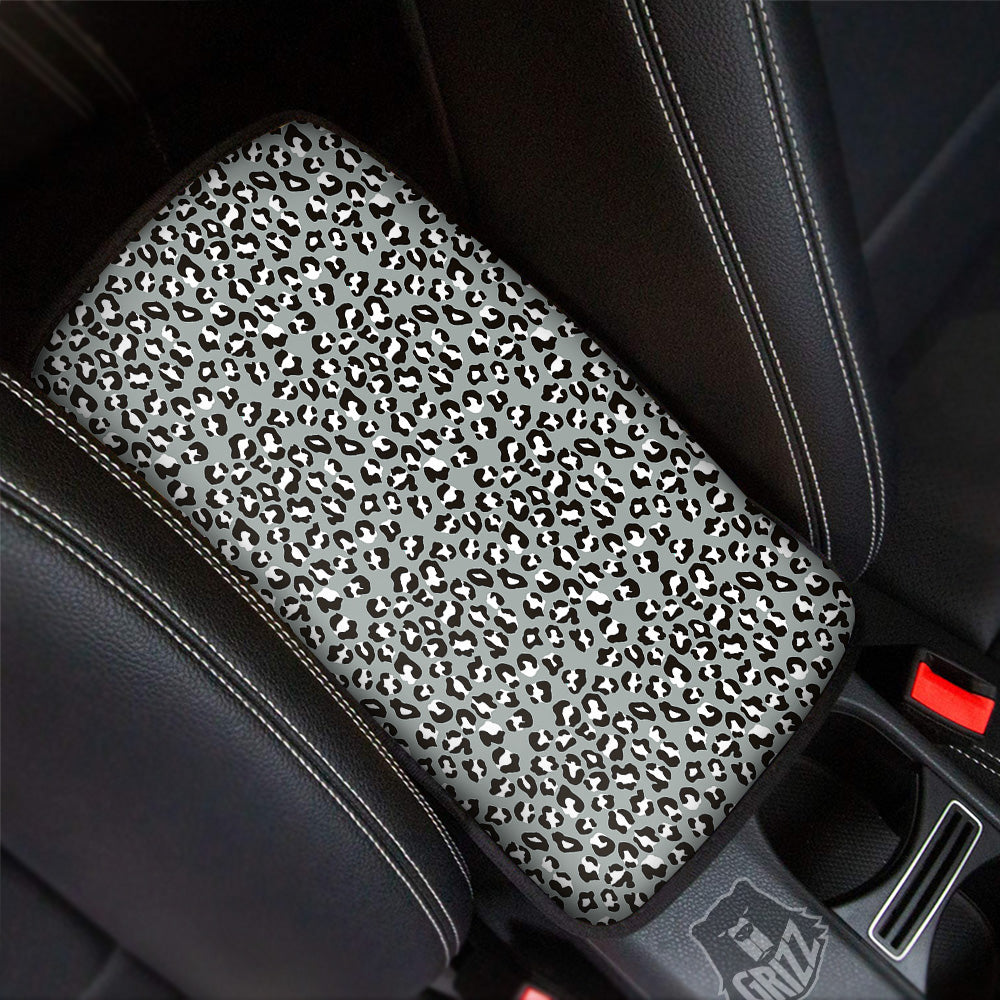 Silver Leopard Print Pattern Car Center Console Cover-grizzshop