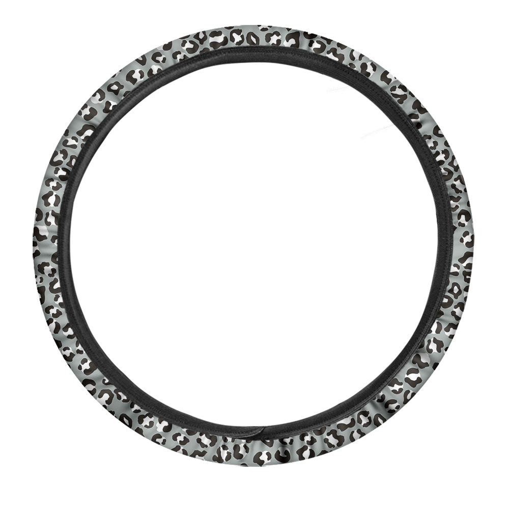 Silver Leopard Print Pattern Car Steering Wheel Cover-grizzshop