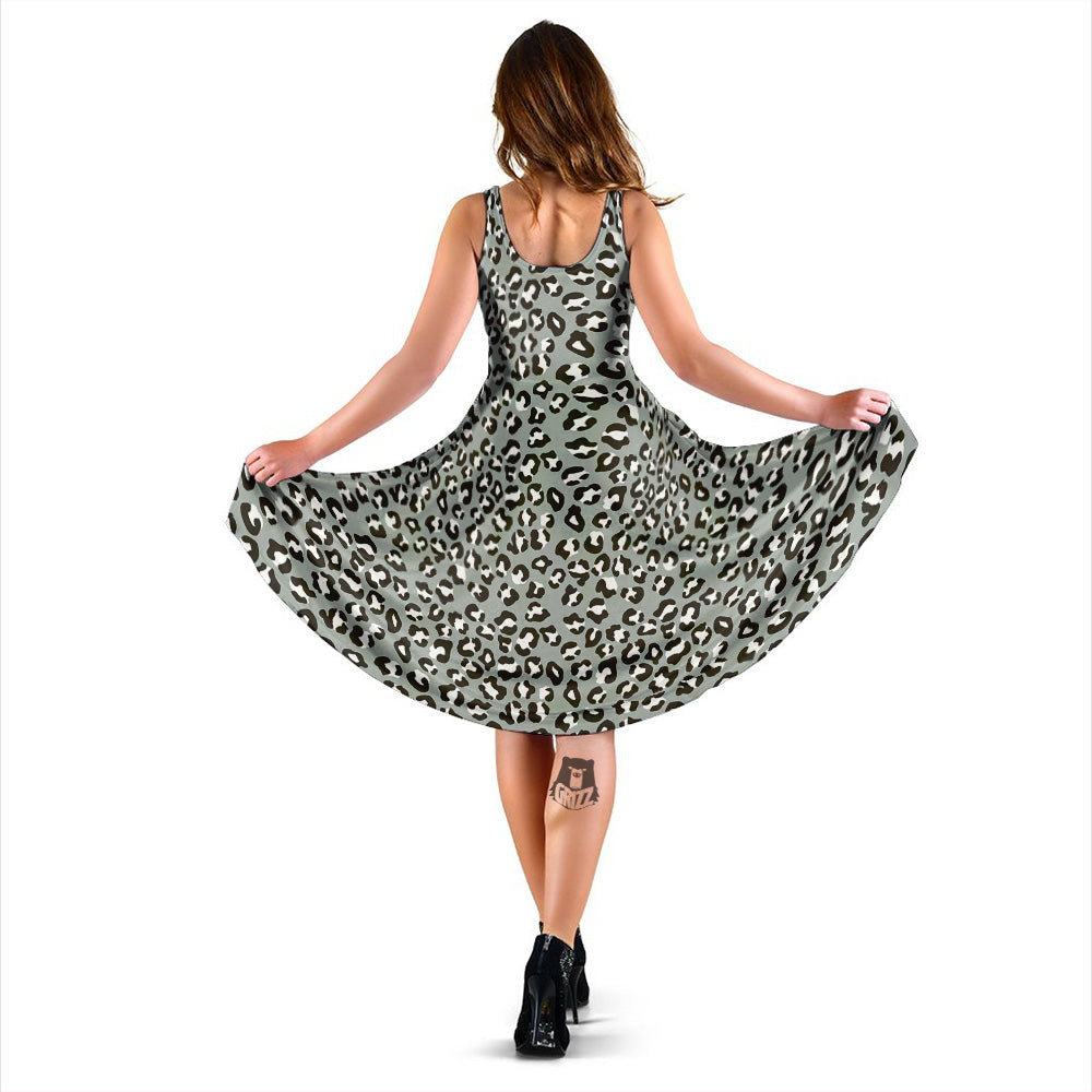 Silver Leopard Print Pattern Dress-grizzshop