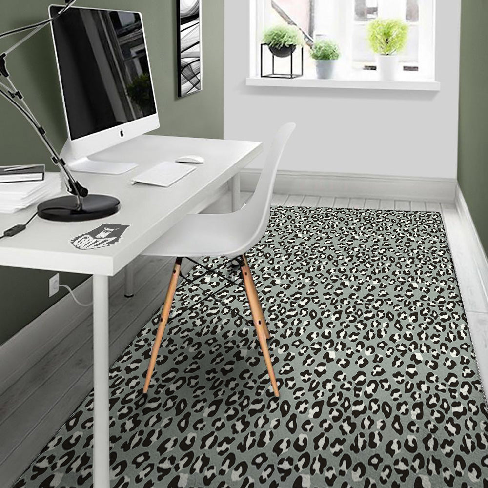 Silver Leopard Print Pattern Floor Mat-grizzshop