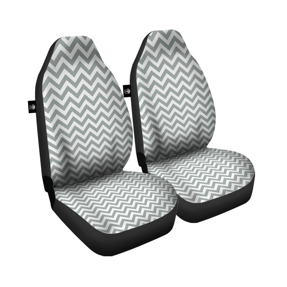 Silver Zigzag Print Pattern Car Seat Covers-grizzshop